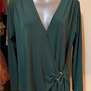 Michael Kors Forrest Green Long Sleeve Blouse